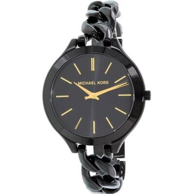 Michael Kors, Armbanduhr, DAMENUHR MK3317 SLIM RUNWAY (zx690b), Gold, Schwarz Michael Kors, Armbanduhr, DAMENUHR MK3317 SLIM RUNWAY (zx690b), Gold, Schwarz
