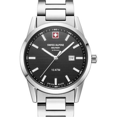 Swiss Alpine Military, Armbanduhr, Argos, Silber, (Swiss Made, 34 mm) Swiss Alpine Military, Armbanduhr, Argos, Silber, (Swiss Made, 34 mm)