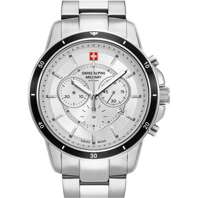Swiss Alpine Military, Armbanduhr, Herrenuhr, Silber, (Chronograph, Sportuhr, Swiss Made, 44 mm) Swiss Alpine Military, Armbanduhr, Herrenuhr, Silber, (Chronograph, Sportuhr, Swiss Made, 44 mm)