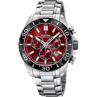 Festina, Armbanduhr, F20042/5 Chrono, Silber, Rot, (Chronograph, 44 mm) Festina, Armbanduhr, F20042/5 Chrono, Silber, Rot, (Chronograph, 44 mm)