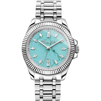 Thomas Sabo, Armbanduhr, WA0435 Damenuhr Divine Jewellery Stone silberfarben 33mm 5ATM, Silber, Blau, Türkis, (Analoguhr, 33 mm) Thomas Sabo, Armbanduhr, WA0435 Damenuhr Divine Jewellery Stone silberfarben 33mm 5ATM, Silber, Blau, Türkis, (Analoguhr, 33 mm)