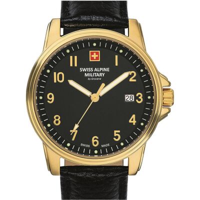 Swiss Alpine Military, Armbanduhr, 7011.1517 Herren 40mm 10ATM, Gold, Schwarz, (Analoguhr, 40 mm) Swiss Alpine Military, Armbanduhr, 7011.1517 Herren 40mm 10ATM, Gold, Schwarz, (Analoguhr, 40 mm)