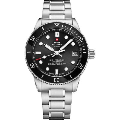 Swiss Military, Armbanduhr, Quartz, Silber, (Taucheruhr, 37 mm) Swiss Military, Armbanduhr, Quartz, Silber, (Taucheruhr, 37 mm)