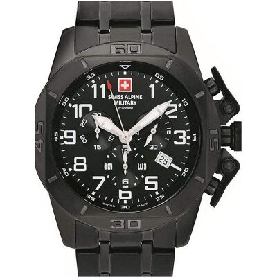 Swiss Alpine Military, Armbanduhr, 7063.9177 Chronograph 45mm 10ATM, Schwarz, (Chronograph, 45 mm) Swiss Alpine Military, Armbanduhr, 7063.9177 Chronograph 45mm 10ATM, Schwarz, (Chronograph, 45 mm)