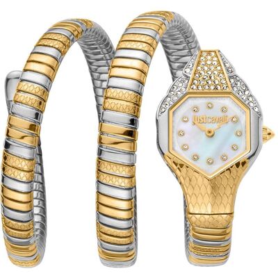 Just Cavalli, Armbanduhr, Glam Evo 7 Doppio, Silber, Gold, (Analoguhr, 22 mm) Just Cavalli, Armbanduhr, Glam Evo 7 Doppio, Silber, Gold, (Analoguhr, 22 mm)