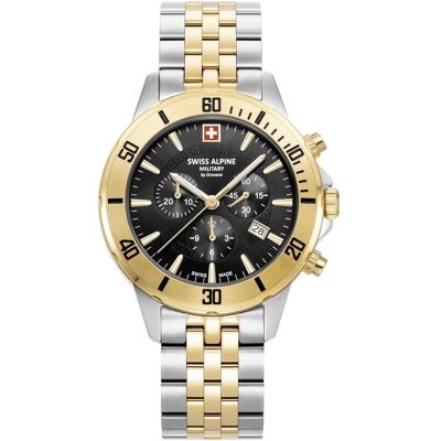 Swiss Alpine Military, Armbanduhr, 7024.9147 Herrenuhr Cruiser Chronograph 44mm 10ATM, Schwarz, Gold, Silber, (Analoguhr, Chronograph, 44 mm) Swiss Alpine Military, Armbanduhr, 7024.9147 Herrenuhr Cruiser Chronograph 44mm 10ATM, Schwarz, Gold, Silber, (Analoguhr, Chronograph, 44 mm)