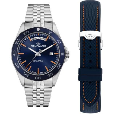 Philip Watch, Armbanduhr, Herren Armbanduhr aus Silber 925 42 mm, Silber, (Analoguhr, 42 mm) Philip Watch, Armbanduhr, Herren Armbanduhr aus Silber 925 42 mm, Silber, (Analoguhr, 42 mm)