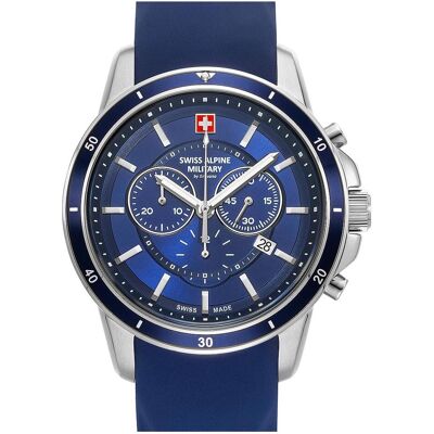 Swiss Alpine Military, Armbanduhr, 7089.9835 Chronograph Herrenuhr 44mm 10ATM, Blau, (Chronograph, 44 mm) Swiss Alpine Military, Armbanduhr, 7089.9835 Chronograph Herrenuhr 44mm 10ATM, Blau, (Chronograph, 44 mm)