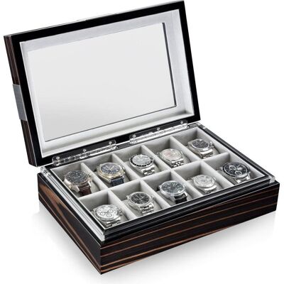 Heisse & Söhne, Uhrenbox + Schmuckaufbewahrung, Uhrenkoffer Executive, Braun Heisse & Söhne, Uhrenbox + Schmuckaufbewahrung, Uhrenkoffer Executive, Braun