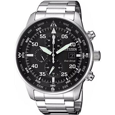 Citizen Armbanduhr, Cronografo Aviator Eco-Drive, Silber, Schwarz, (Chronograph, 44 mm) Citizen Armbanduhr, Cronografo Aviator Eco-Drive, Silber, Schwarz, (Chronograph, 44 mm)
