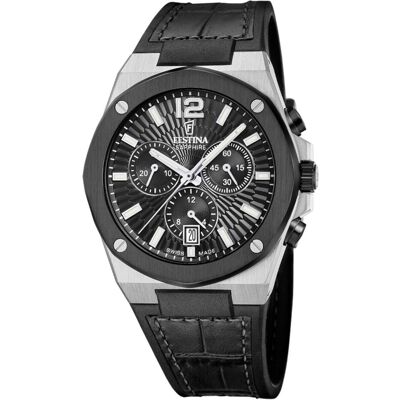 Festina, Armbanduhr, Swiss Made Vallée Schwarze Herrenuhr, Schwarz, (Chronograph, Swiss Made, 42 mm) Festina, Armbanduhr, Swiss Made Vallée Schwarze Herrenuhr, Schwarz, (Chronograph, Swiss Made, 42 mm)