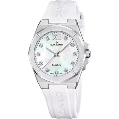 Candino, Armbanduhr, C4777/6 Elegance, Weiss, Silber, (Swiss Made, 33.50 mm) Candino, Armbanduhr, C4777/6 Elegance, Weiss, Silber, (Swiss Made, 33.50 mm)
