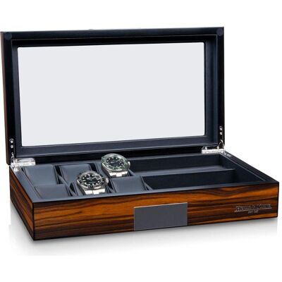 Heisse & Söhne, Uhrenbox + Schmuckaufbewahrung, Uhrenbox Uhrenbox Vegas 6+ - Ebony, Braun Heisse & Söhne, Uhrenbox + Schmuckaufbewahrung, Uhrenbox Uhrenbox Vegas 6+ - Ebony, Braun