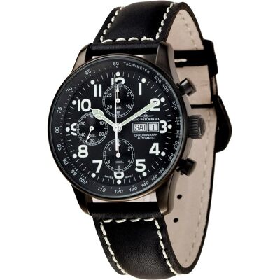 Zeno-Watch Basel, Armbanduhr, Blacky Chrono Day Date, Schwarz, (Analoguhr, Chronograph, Swiss Made, 44 mm) Zeno-Watch Basel, Armbanduhr, Blacky Chrono Day Date, Schwarz, (Analoguhr, Chronograph, Swiss Made, 44 mm)