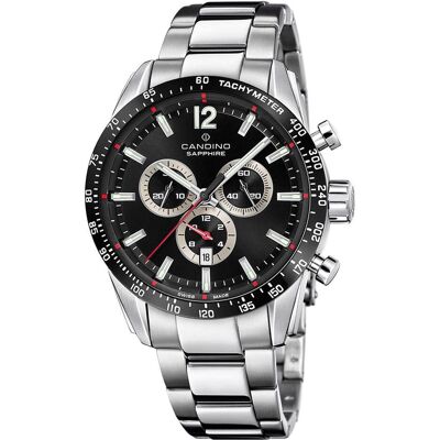 Candino, Armbanduhr, Gents Chrono Timeless, Silber, (Analoguhr, Chronograph, 45 mm) Candino, Armbanduhr, Gents Chrono Timeless, Silber, (Analoguhr, Chronograph, 45 mm)