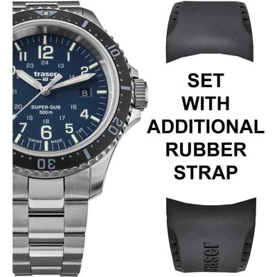 Traser, Armbanduhr, H3 109373 P67 T25 SuperSub Set Blue 46 mm Taucheruhr 50ATM, Blau, (Taucheruhr, 46 mm) Traser, Armbanduhr, H3 109373 P67 T25 SuperSub Set Blue 46 mm Taucheruhr 50ATM, Blau, (Taucheruhr, 46 mm)