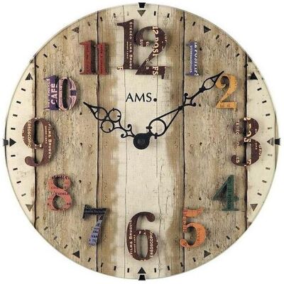 AMS 9423 Wanduhr - Bunt, Ø 30cm, Quarzuhr, Modern AMS 9423 Wanduhr - Bunt, Ø 30cm, Quarzuhr, Modern