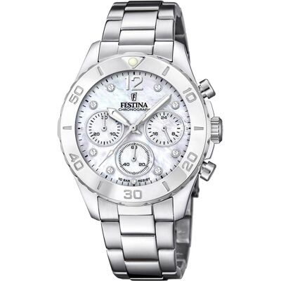 Festina, Armbanduhr, Boyfriend, Silber, (Analoguhr, Chronograph, 39 mm) Festina, Armbanduhr, Boyfriend, Silber, (Analoguhr, Chronograph, 39 mm)