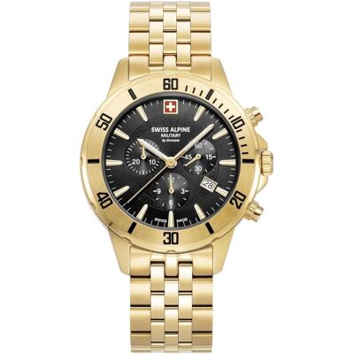Swiss Alpine Military, Armbanduhr, 7024.9117 Herrenuhr Cruiser Chronograph 44mm 10ATM, Schwarz, Gold, (Analoguhr, Chronograph, 44 mm) Swiss Alpine Military, Armbanduhr, 7024.9117 Herrenuhr Cruiser Chronograph 44mm 10ATM, Schwarz, Gold, (Analoguhr, Chronograph, 44 mm)