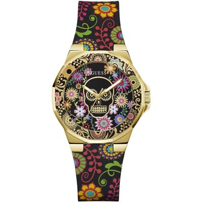 Guess Armbanduhr, P GLD CS W/ FLORAL TR / SUN BLK DIGITAL PRINT DL / BLK FLORAL SILICONE STRP Armbanduhr, Mehrfarbig, (38 mm) Guess Armbanduhr, P GLD CS W/ FLORAL TR / SUN BLK DIGITAL PRINT DL / BLK FLORAL SILICONE STRP Armbanduhr, Mehrfarbig, (38 mm)