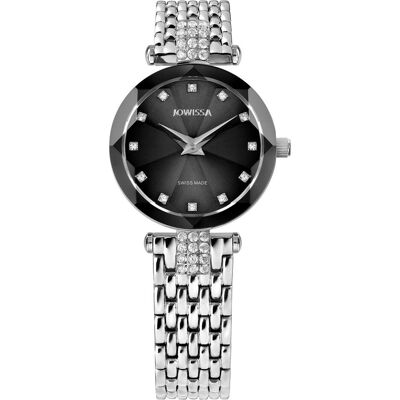 Jowissa, Armbanduhr, Facet Strass, Schwarz, Silber, (Analoguhr, Swiss Made, 25 mm) Jowissa, Armbanduhr, Facet Strass, Schwarz, Silber, (Analoguhr, Swiss Made, 25 mm)