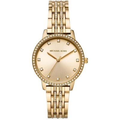 Michael Kors, Armbanduhr, Melissa Womens Quartz Watch with Stainless Steel or Leather Strap, Gold, Schwarz, (Analoguhr, 36 mm) Michael Kors, Armbanduhr, Melissa Womens Quartz Watch with Stainless Steel or Leather Strap, Gold, Schwarz, (Analoguhr, 36 mm)