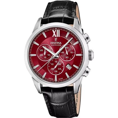Festina, Armbanduhr, F20041/5 Chrono, Rot, Schwarz, Silber, (Chronograph, 41 mm) Festina, Armbanduhr, F20041/5 Chrono, Rot, Schwarz, Silber, (Chronograph, 41 mm)