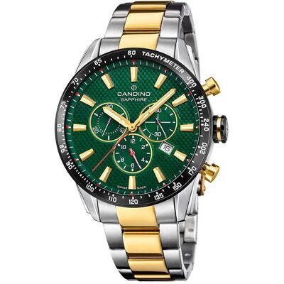 Candino, Armbanduhr, Gents Chrono Timeless, Gold, Silber, (Analoguhr, 44 mm) Candino, Armbanduhr, Gents Chrono Timeless, Gold, Silber, (Analoguhr, 44 mm)
