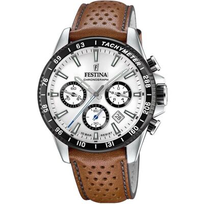 Festina, Armbanduhr, Timeless Chronograph, Braun, Silber, (Analoguhr, Chronograph, 45 mm) Festina, Armbanduhr, Timeless Chronograph, Braun, Silber, (Analoguhr, Chronograph, 45 mm)