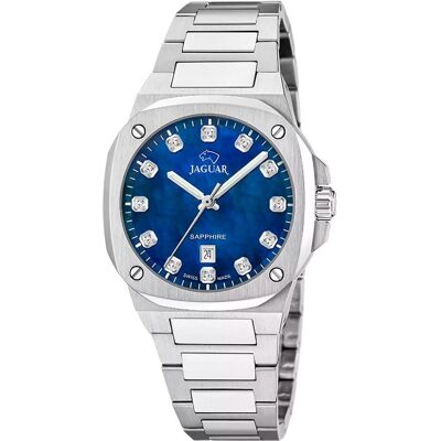 Jaguar, Armbanduhr, Schweizer Herstellung Damenarmbanduhr in Blau mit Rondcarre-Edelstahlarmband, Blau, Silber, (Swiss Made, 34.30 mm) Jaguar, Armbanduhr, Schweizer Herstellung Damenarmbanduhr in Blau mit Rondcarre-Edelstahlarmband, Blau, Silber, (Swiss Made, 34.30 mm)