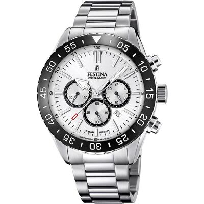 Festina, Armbanduhr, Ceramic, Weiss, Schwarz, Silber, (Analoguhr, Chronograph, 44 mm) Festina, Armbanduhr, Ceramic, Weiss, Schwarz, Silber, (Analoguhr, Chronograph, 44 mm)
