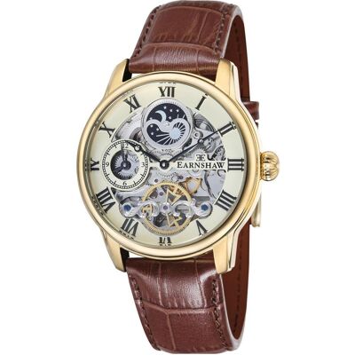 Thomas Earnshaw, Armbanduhr, Montre Homme automatique cuir marron Longitude ES-8006-06, Braun Thomas Earnshaw, Armbanduhr, Montre Homme automatique cuir marron Longitude ES-8006-06, Braun