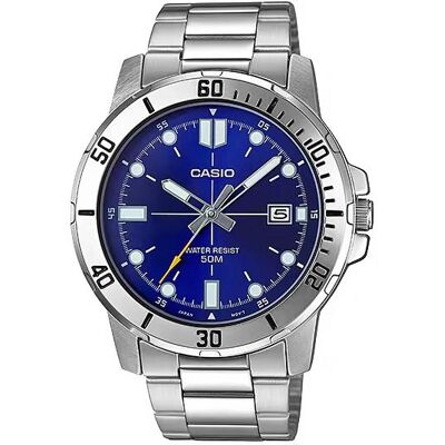 Casio Armbanduhr, MTP-VD01D-2EVUDF Herrenuhr + BOX, Blau, Silber, (Analoguhr, 45 mm) Casio Armbanduhr, MTP-VD01D-2EVUDF Herrenuhr + BOX, Blau, Silber, (Analoguhr, 45 mm)