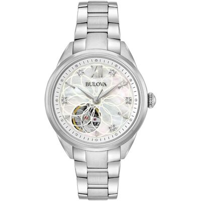 Bulova, Armbanduhr, 96P181 Klassik Automatik Damen 34mm 3ATM, Silber, (Analoguhr, 34 mm) Bulova, Armbanduhr, 96P181 Klassik Automatik Damen 34mm 3ATM, Silber, (Analoguhr, 34 mm)