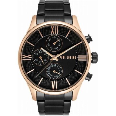 Paul Lorens, Armbanduhr, Herrenuhr PL11652B6-1A4, Schwarz, Gold, Rosa, (Analoguhr, Chronograph, 45 mm) Paul Lorens, Armbanduhr, Herrenuhr PL11652B6-1A4, Schwarz, Gold, Rosa, (Analoguhr, Chronograph, 45 mm)