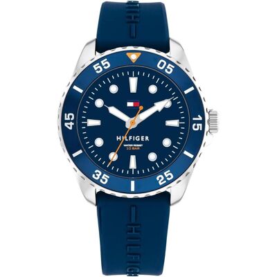 Tommy Hilfiger Armbanduhr, Drie-wijzers quartz horloge voor jongeren met blauwe siliconen band - 1720047, Blau, (Analoguhr, 36 mm) Tommy Hilfiger Armbanduhr, Drie-wijzers quartz horloge voor jongeren met blauwe siliconen band - 1720047, Blau, (Analoguhr, 36 mm)