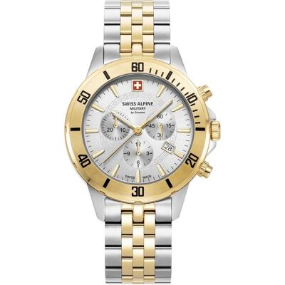Swiss Alpine Military, Armbanduhr, 7024.9142 Herrenuhr Cruiser Chronograph 44mm 10ATM, Silber, Gold, (Analoguhr, Chronograph, 44 mm) Swiss Alpine Military, Armbanduhr, 7024.9142 Herrenuhr Cruiser Chronograph 44mm 10ATM, Silber, Gold, (Analoguhr, Chronograph, 44 mm)