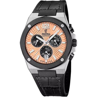 Festina, Armbanduhr, F22003/6 Vallee Chrono, Schwarz, Braun, Silber, (Chronograph, Swiss Made, 42 mm) Festina, Armbanduhr, F22003/6 Vallee Chrono, Schwarz, Braun, Silber, (Chronograph, Swiss Made, 42 mm)