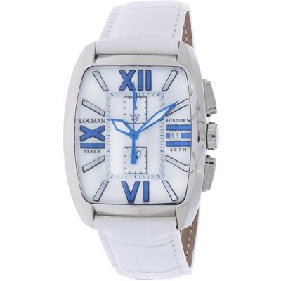 Locman, Armbanduhr, Italy Herrenuhr History Chrono Ref. 487N00MWFBL0PSW, Weiss, (Chronograph, 37.50 mm) Locman, Armbanduhr, Italy Herrenuhr History Chrono Ref. 487N00MWFBL0PSW, Weiss, (Chronograph, 37.50 mm)