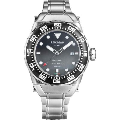 Locman, Armbanduhr, Italy Herrenuhr Mare 300MT Automatik Ref.0559, Silber, Grau, Schwarz, (Analoguhr, 44 mm) Locman, Armbanduhr, Italy Herrenuhr Mare 300MT Automatik Ref.0559, Silber, Grau, Schwarz, (Analoguhr, 44 mm)