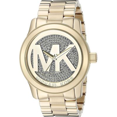 Michael Kors, Armbanduhr, Orologio da Pista Cristallo Oro Quadrante Logo Pave, Gold Michael Kors, Armbanduhr, Orologio da Pista Cristallo Oro Quadrante Logo Pave, Gold