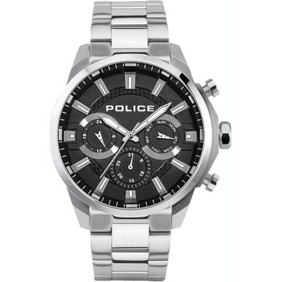Police, Armbanduhr, Menelik, Silber, (Analoguhr, 46 mm) Police, Armbanduhr, Menelik, Silber, (Analoguhr, 46 mm)