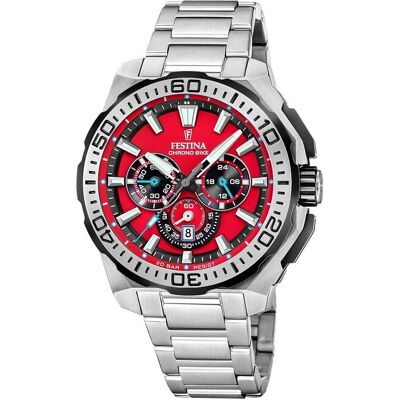 Festina, Armbanduhr, F20724/5 Chrono Bike, Silber, Rot, (Chronograph, 45.50 mm) Festina, Armbanduhr, F20724/5 Chrono Bike, Silber, Rot, (Chronograph, 45.50 mm)