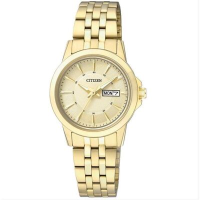 Citizen Armbanduhr, Orologio da Donna Quadrante Oro Quarzo Tonatura Oro Giallo, Gold, (28 mm) Citizen Armbanduhr, Orologio da Donna Quadrante Oro Quarzo Tonatura Oro Giallo, Gold, (28 mm)
