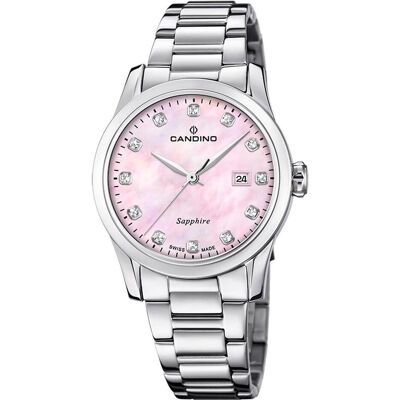 Candino, Armbanduhr, Lady Elegance, Silber, Pink, Rosa, (Analoguhr, 33 mm) Candino, Armbanduhr, Lady Elegance, Silber, Pink, Rosa, (Analoguhr, 33 mm)