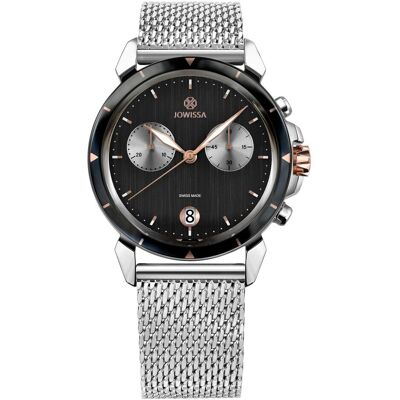 Jowissa, Armbanduhr, J7.137.L, Schwarz, Rosa, Silber, (Analoguhr, Swiss Made, 42 mm) Jowissa, Armbanduhr, J7.137.L, Schwarz, Rosa, Silber, (Analoguhr, Swiss Made, 42 mm)