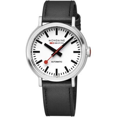 Mondaine, Armbanduhr, Herrenuhr Automatic, Silber, Schwarz, (Analoguhr, 41 mm) Mondaine, Armbanduhr, Herrenuhr Automatic, Silber, Schwarz, (Analoguhr, 41 mm)