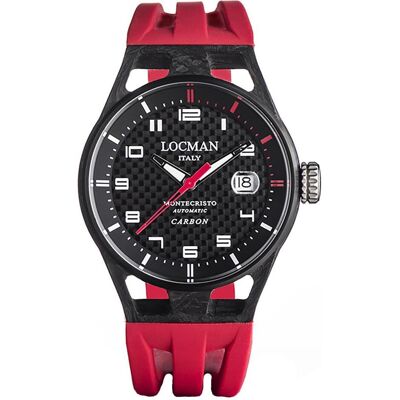 Locman, Armbanduhr, Italy Herrenuhr Montecristo Carbon rot Automatik Ref. 0544, Rot, (Uhr mit Schmuckstein) Locman, Armbanduhr, Italy Herrenuhr Montecristo Carbon rot Automatik Ref. 0544, Rot, (Uhr mit Schmuckstein)