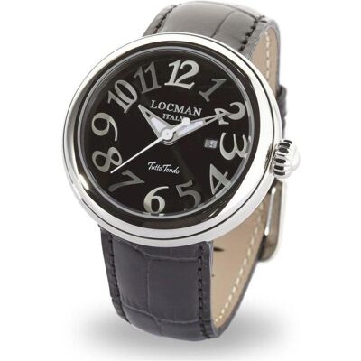 Locman, Armbanduhr, Italy Damenuhr Tutto Tondo Ref. 0360, Silber, Schwarz, (Analoguhr, 40 mm) Locman, Armbanduhr, Italy Damenuhr Tutto Tondo Ref. 0360, Silber, Schwarz, (Analoguhr, 40 mm)