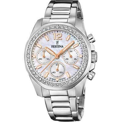 Festina, Armbanduhr, Boyfriend, Silber, (Analoguhr, Chronograph, 38 mm) Festina, Armbanduhr, Boyfriend, Silber, (Analoguhr, Chronograph, 38 mm)
